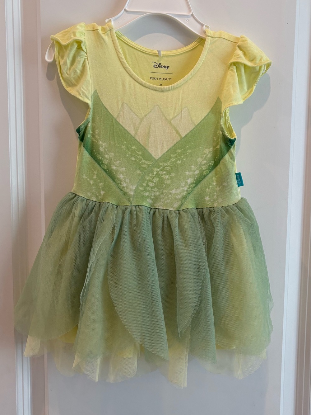 Disney Green and Yellow Princess Tiana/Tinker Bell Inspired Tulle Dress for Kids